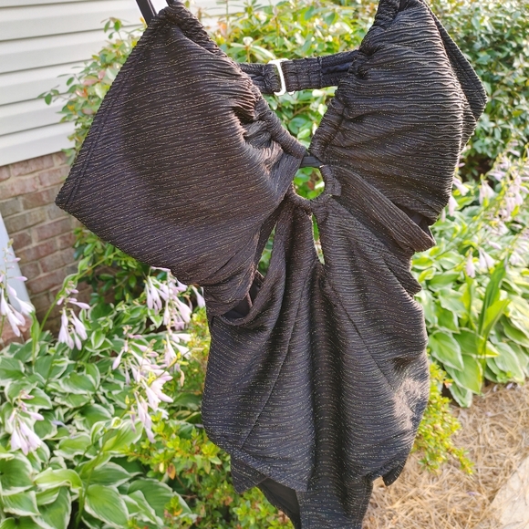 Time and Tru Ring Cut-Out One-Piece with Gold Metalic Weave Knit Swimsuit XL - Picture 6 of 12